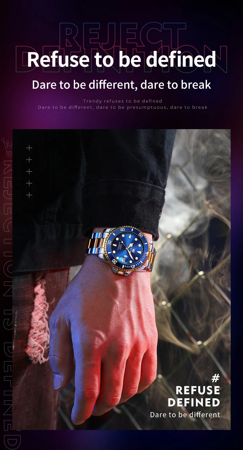 Montre-Bracelet M¨¦canique existent pour Homme, Lunette Rotative, Analogique, Plong¨¦e, Vert, ¨¦tanche, Business