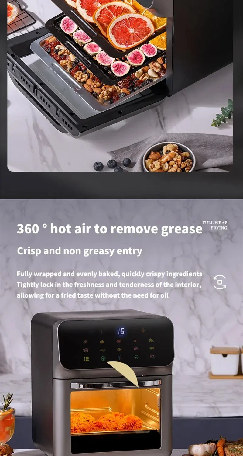 Friteuse ½Ç air ¹Èlectrique sans huile de grande capacit¹È, cuisine domestique automatique, four ½Ç convection de cuisson ½Ç 360 ¡«, friteuse profonde sans huile, 12L