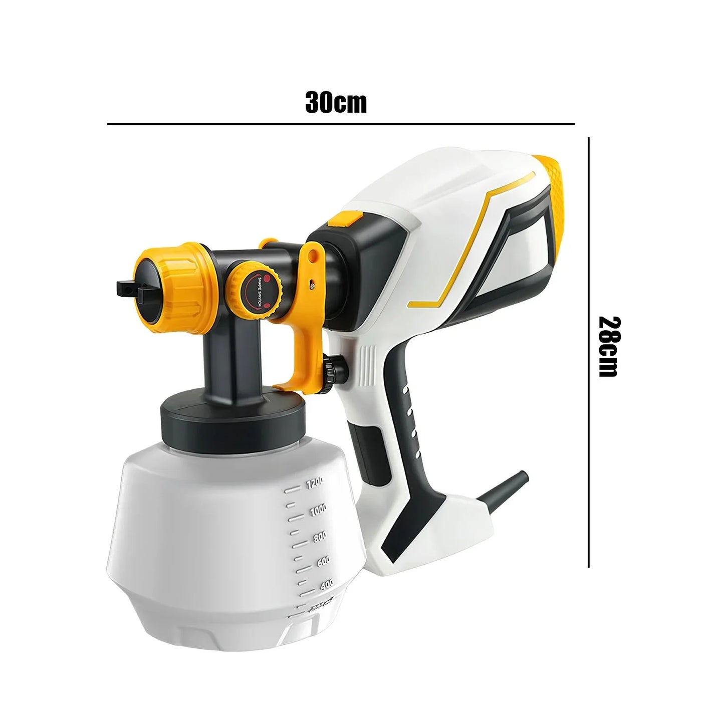 Pistolet pulv¨¦risateur ¨¦lectrique haute puissance, pulv¨¦risateur de peinture HVLP, rev¨ºtement en acier pour meubles automatiques, brosse ¨¤ air, buse en cuivre 1800mm, 220mm, 1.0mm, 1.8 W, 2.5 V