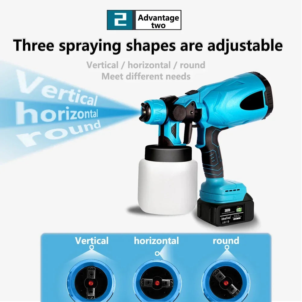 Pistolet ¨¤ peinture ¨¦lectrique sans fil, pulv¨¦risateur de peinture, a¨¦rographe de rev¨ºtement en acier pour meubles automobiles, pulv¨¦risateur de peinture facile, batterie 18V, 800ml