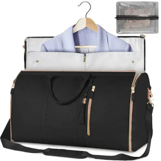 Sac à vêtement en cuir PU avec lettres personnalisées pour femme, sac de sport pliable, sac imbibé pour le voyage, grande taille
