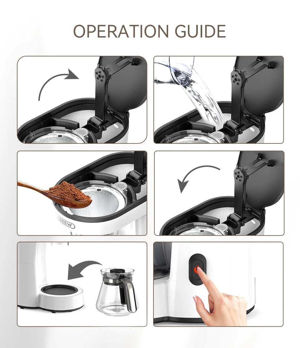 Machine ½Ç caf¹È goutte ½Ç goutte 3 en 1, cafetiõ¹re, th¹Èiõ¹re en verre, th¹Èiõ¹re chaude, 750ml, H12WH