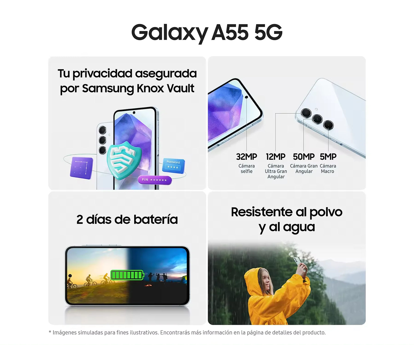 Smartphone Galaxy A55 5G, t¨¦l¨¦phone portable ¨¤ charge rapide, 8G RAM+128G ROM, Exynos 1480, appareil photo 50MP, 6.6 "FHD +, ¨¦cran Super AMOLED 120Hz, 25W, 5000mAh,