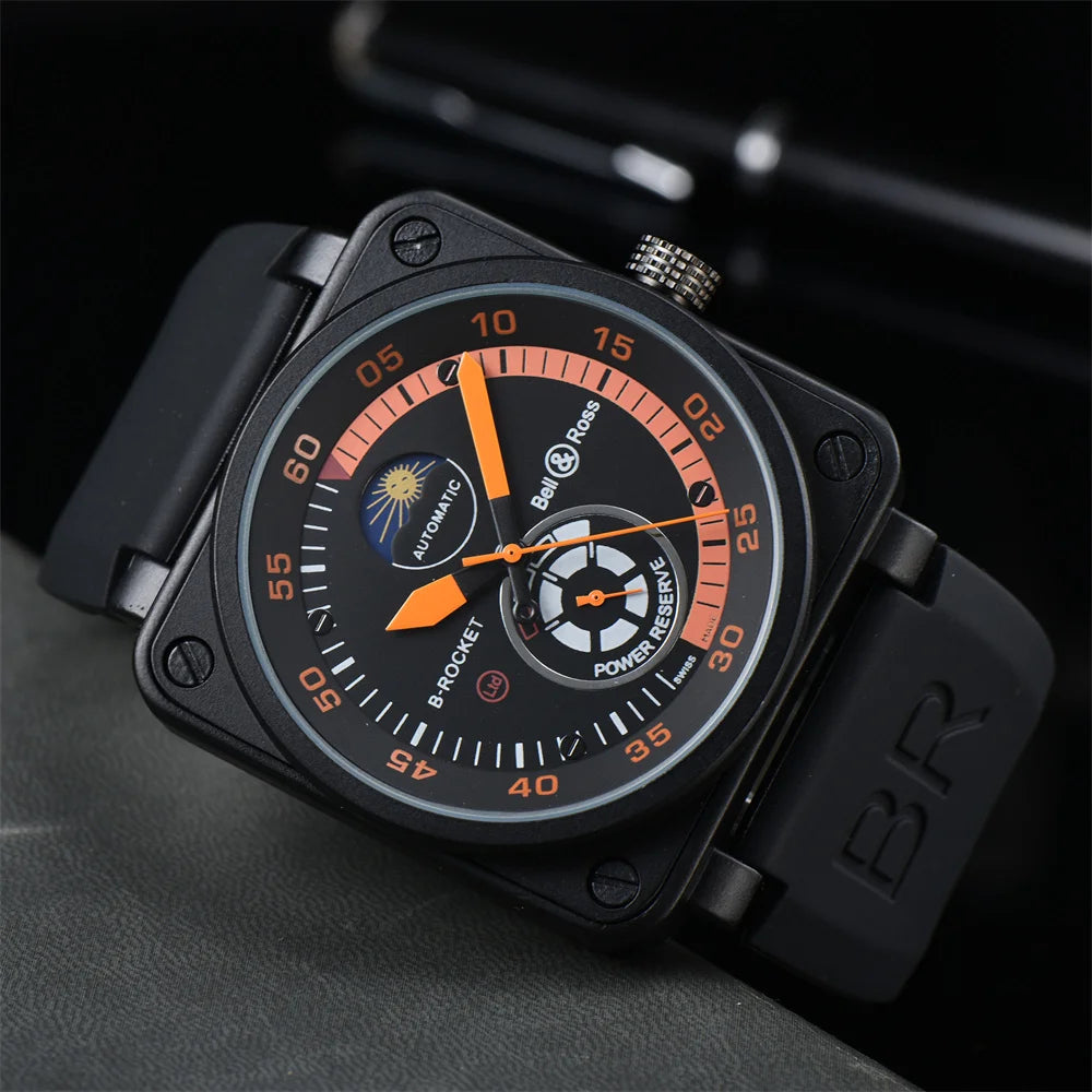 d'aviation ¨¦dition limit¨¦e bracelet en silicone carr¨¦ m¨¦canique automatique montre pour hommes Bracelet bijoux