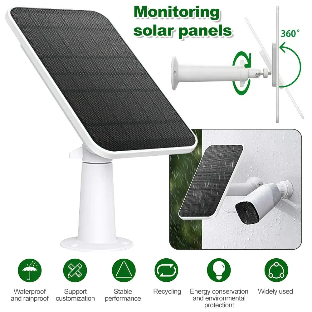 Panneaux Solaires Muraux de 4W avec Cable d'Alimentation de 9,8 Pieds, Montage Mural pour Walald Fycam 2/2 Pro/2C/2C Pro/E