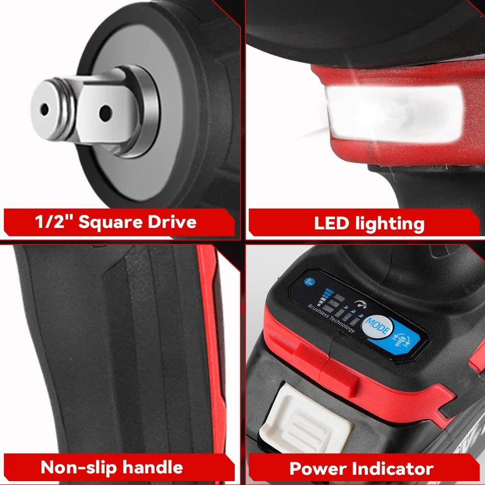 Impact ¹Èlectrique sans balais pour camions, outil ¹Èlectrique de pilote sans fil, batterie 18V, couple de 1800 N.M, 1/2 po