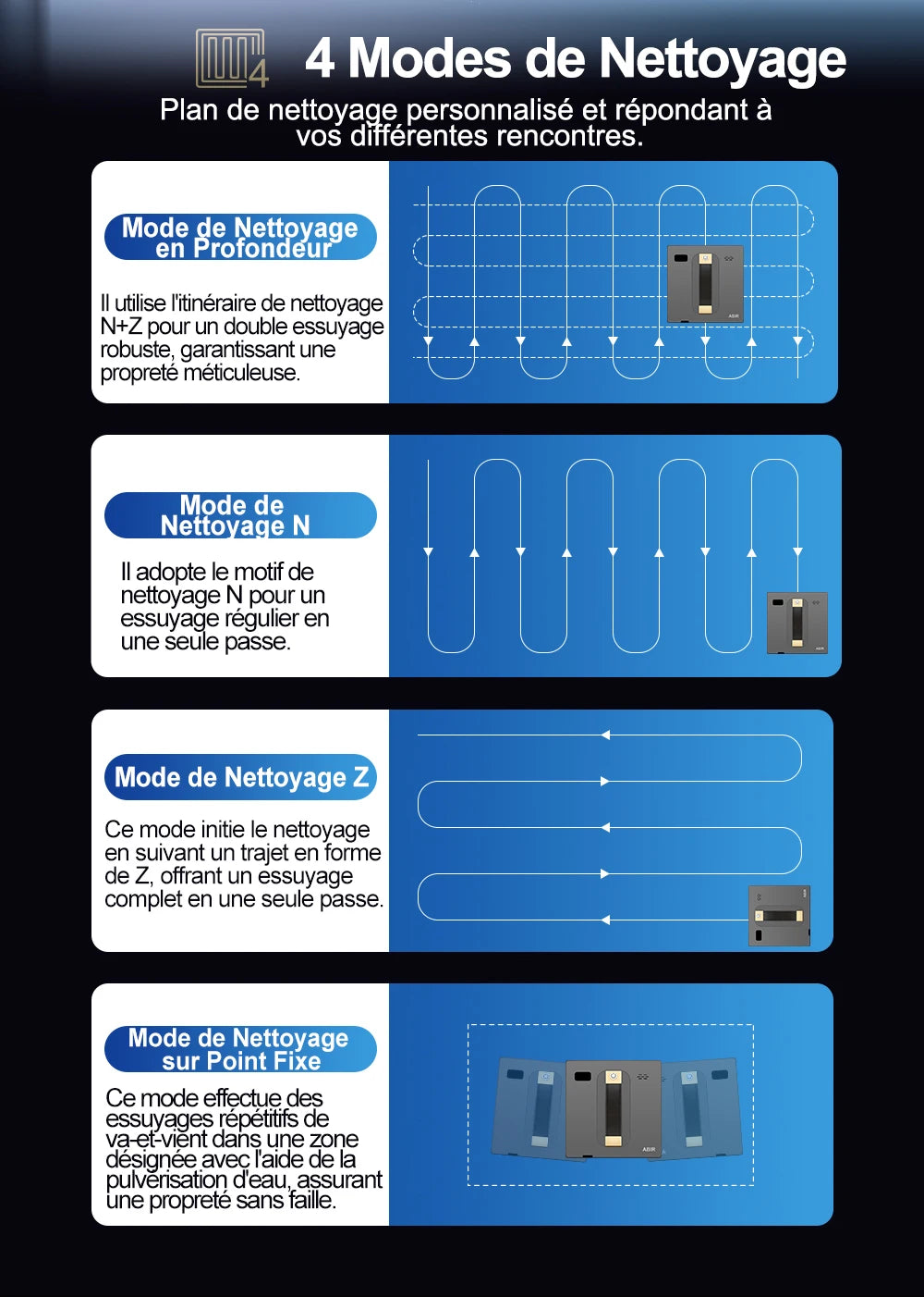Nettoyeur de fen¨ºtres robot,Double Pulv¨¦risation d'Eau, M¨¦moire Intelligente, Aspiration Puissante, Capteur Laser, Robot de Nettoyage de Vitres Murales ¨¤ Domicile, Contr?le par Application
