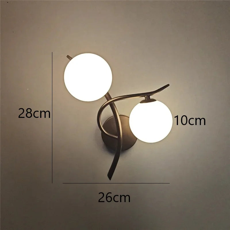 Lampes murales en fer modernes nordiques LED chambre lampe de lit apprentissage couloir salle appliques murales intérieures boule de verre décor luminaires G9
