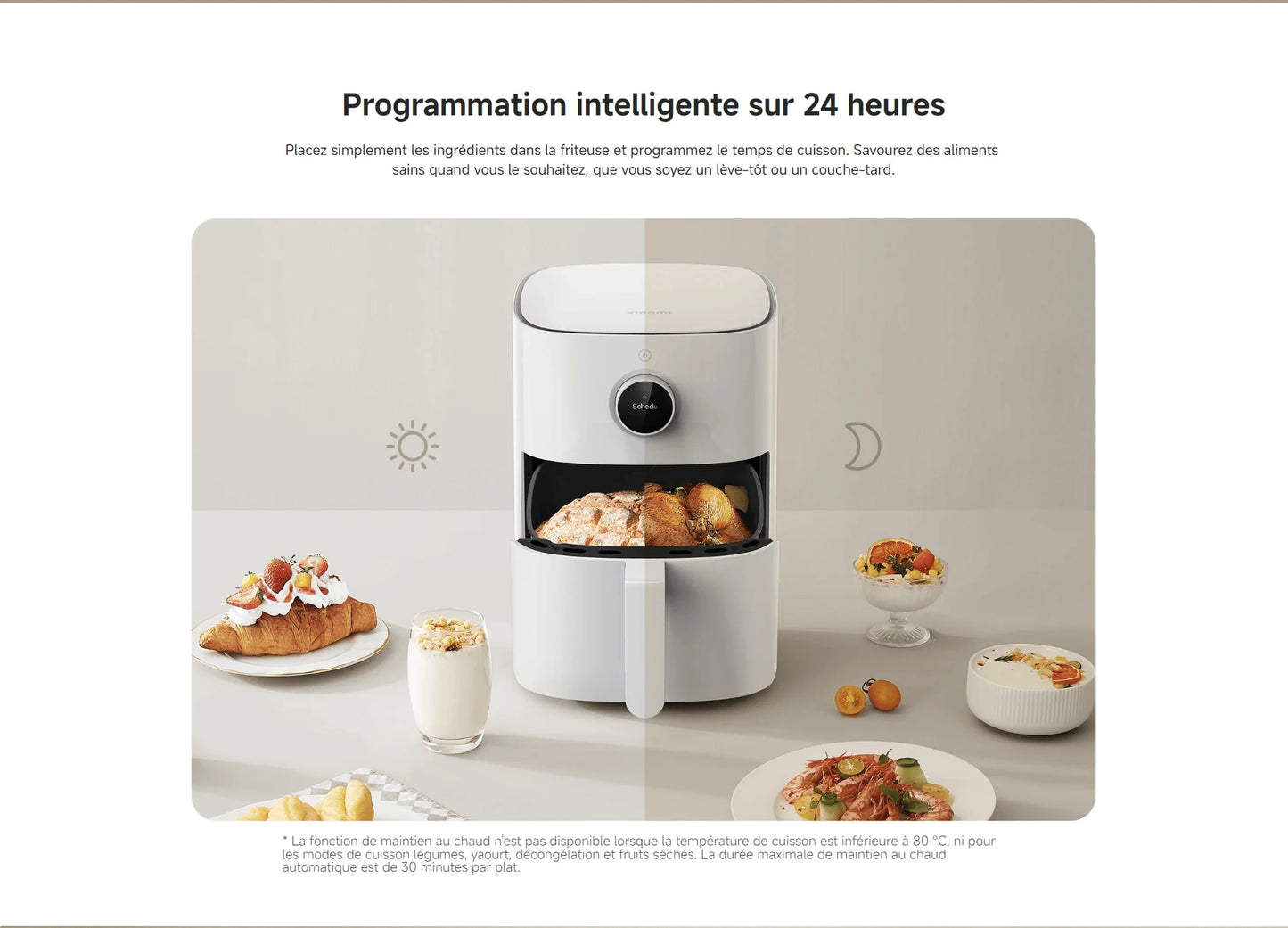 Smart Air Fryer, Friteuse ¨¤ air intelligente, 4.5 litres, Polissage 100-convection ¨¤ 360 ¡ã, Grande plage de temp¨¦rature, 40 ¡ãC ¨¤ 200 ¡ãC