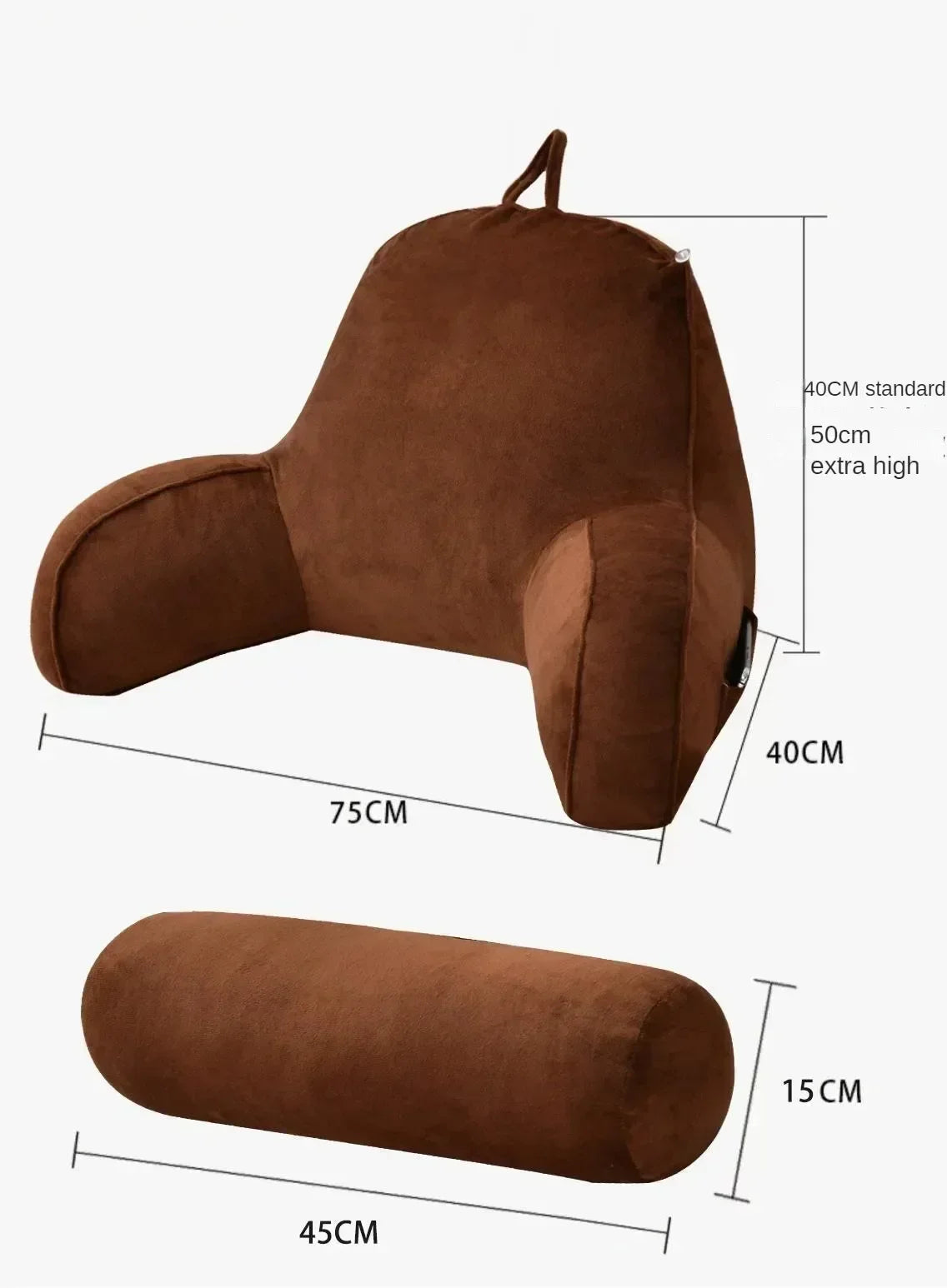 Oreiller de lecture en mousse ½Ç m¹Èmoire de forme ultra doux, coussin de dos de chevet de canap¹È de bureau, coussins de soutien lombaire de lit, assistance de dos de dossier,Gray,75x40x40cm
