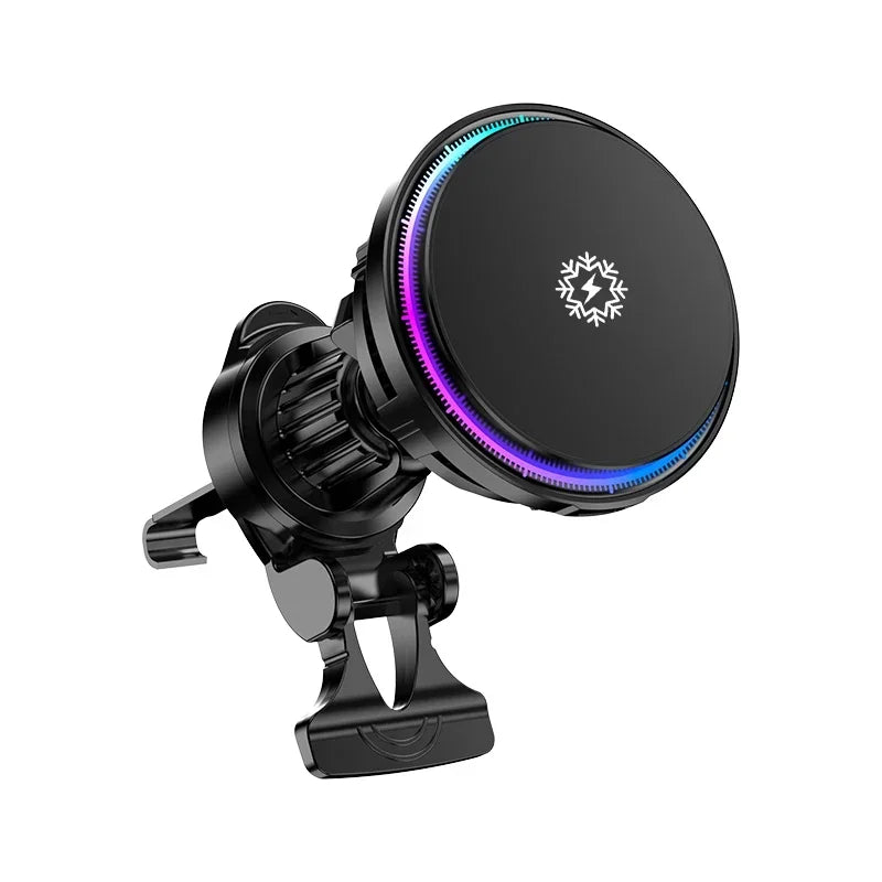Chargeur de voiture magnétique sans fil à refroidissement par glace, support de téléphone de voiture MacSafe, station de charge rapide, iPhone 15 14 13 12 Pro Max, 30W