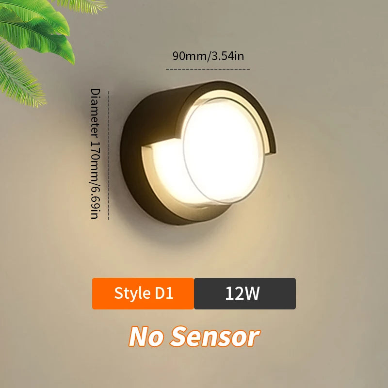 Mur LED lampe éclairage Radar capteur de mouvement AC85-265V 6/12W blanc chaud blanc froid adapté à la décoration intérieure extérieure de la maison