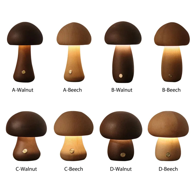 Lampe LED en forme de champignon mignon, lampe de chevet en bois avec interrupteur tactile, décoration de salle, lampe champignon environnementale de haut niveau