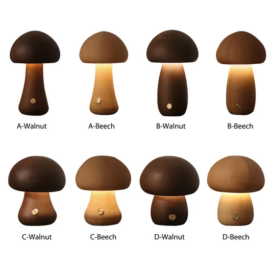 Lampe LED en forme de champignon mignon, lampe de chevet en bois avec interrupteur tactile, décoration de salle, lampe champignon environnementale de haut niveau