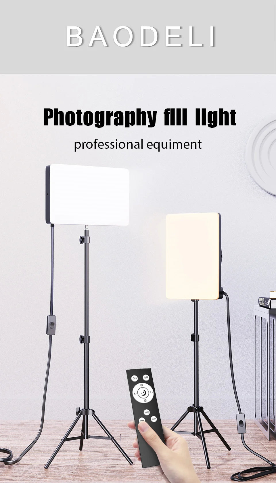 Lampe de remplissage LED bicolore avec tr¨¦pied, panneau lumineux vid¨¦o, ¨¦clairage de photographie, diffusion en direct, studio photo, 50W, 3000k-6500k
