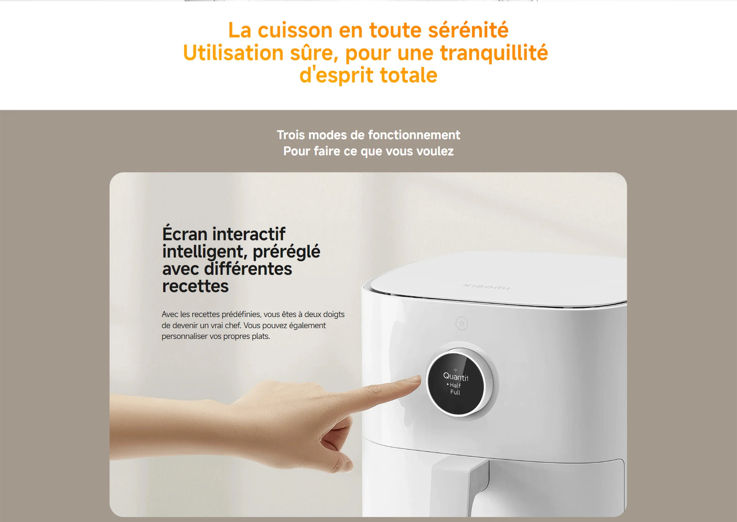 Smart Air Fryer, Friteuse ¨¤ air intelligente, 4.5 litres, Polissage 100-convection ¨¤ 360 ¡ã, Grande plage de temp¨¦rature, 40 ¡ãC ¨¤ 200 ¡ãC