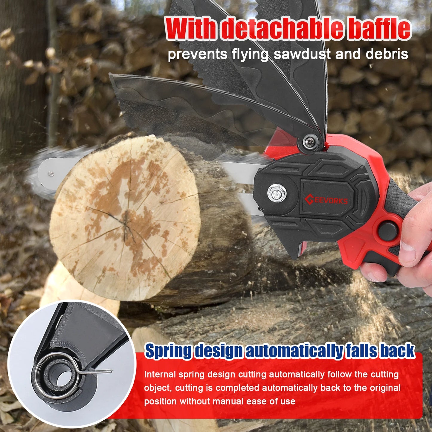 Scies d'¹Èlagage ¹Èlectriques, petit moteur de brosse de tron?onneuse ½Ç fendre le bois, outil de travail de calcul ½Ç une main pour jardin et verger, 21V, 6 po