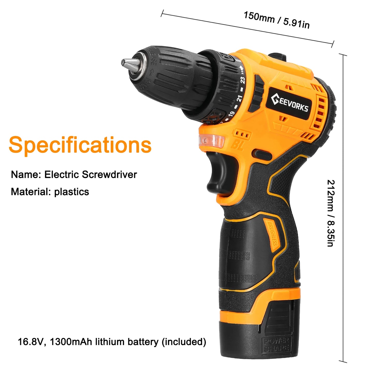 Mini perceuse ¹Èlectrique domestique, moteur sans balais, tournevis ¹Èlectrique, batterie aste Eddie Ion, outils ¹Èlectriques domestiques, 16.8V