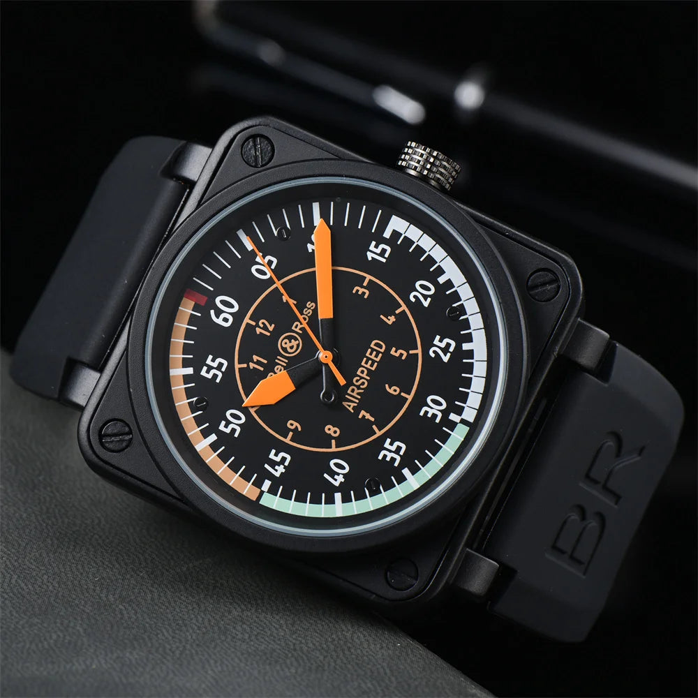 d'aviation ¨¦dition limit¨¦e bracelet en silicone carr¨¦ m¨¦canique automatique montre pour hommes Bracelet bijoux