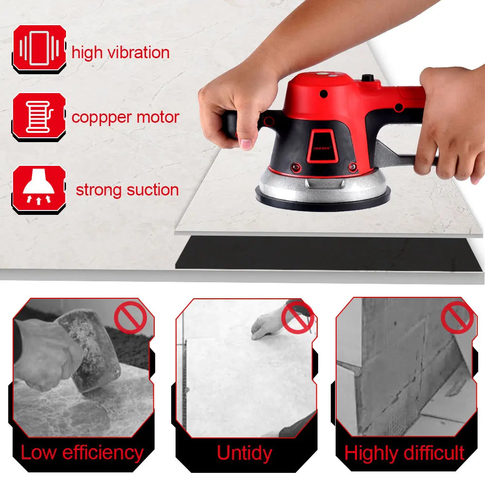 Machine ½Ç Carrelage de 200kg, Ventouse Vibrante ½Ç 6 Vitesses R¹Èglables, Outil ¹Èlectrique de D¹Ècapage pour Batterie Makita 18V