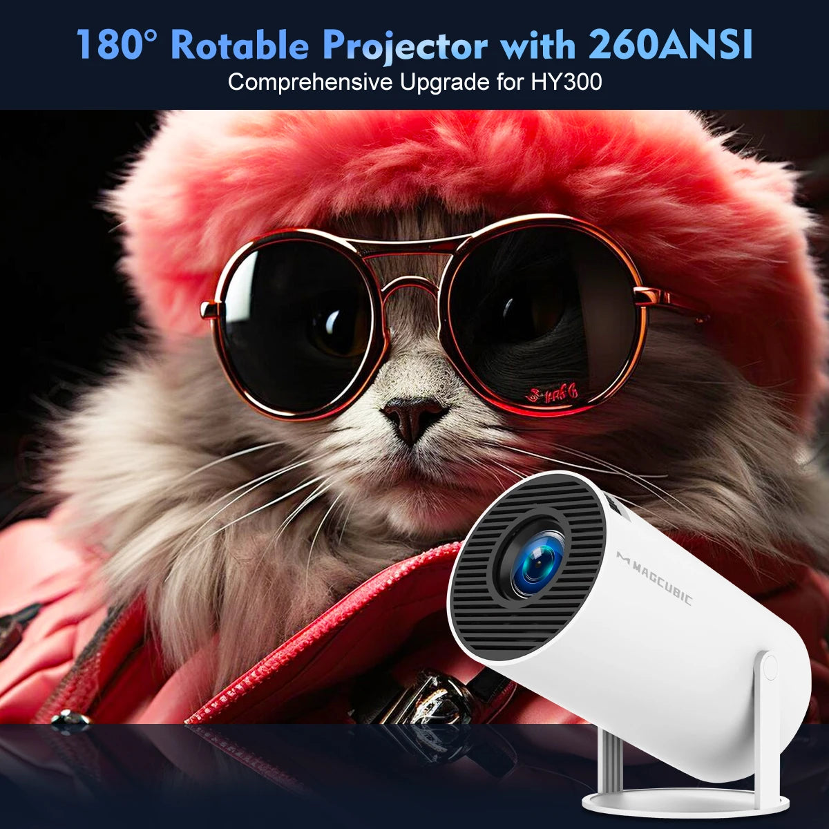 Projecteur Portable pour Touriste, 4K, Android 11, HY300 Pro, WiFi 6, 260ANSI, Allwinner, H713, BTpig, 1280x720P, Cin¨¦ma en Plein Air