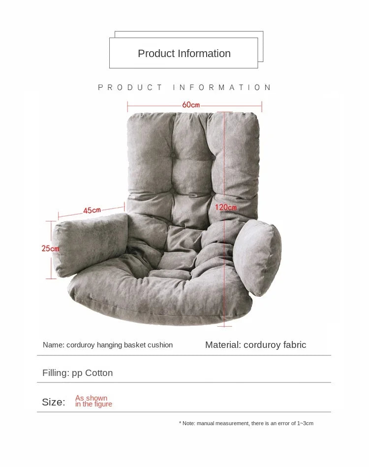 Coussin ¹Èpais de grande chaise hamac, oreiller de dossier, siõ¹ge de balan?oire, grey, Not Removable