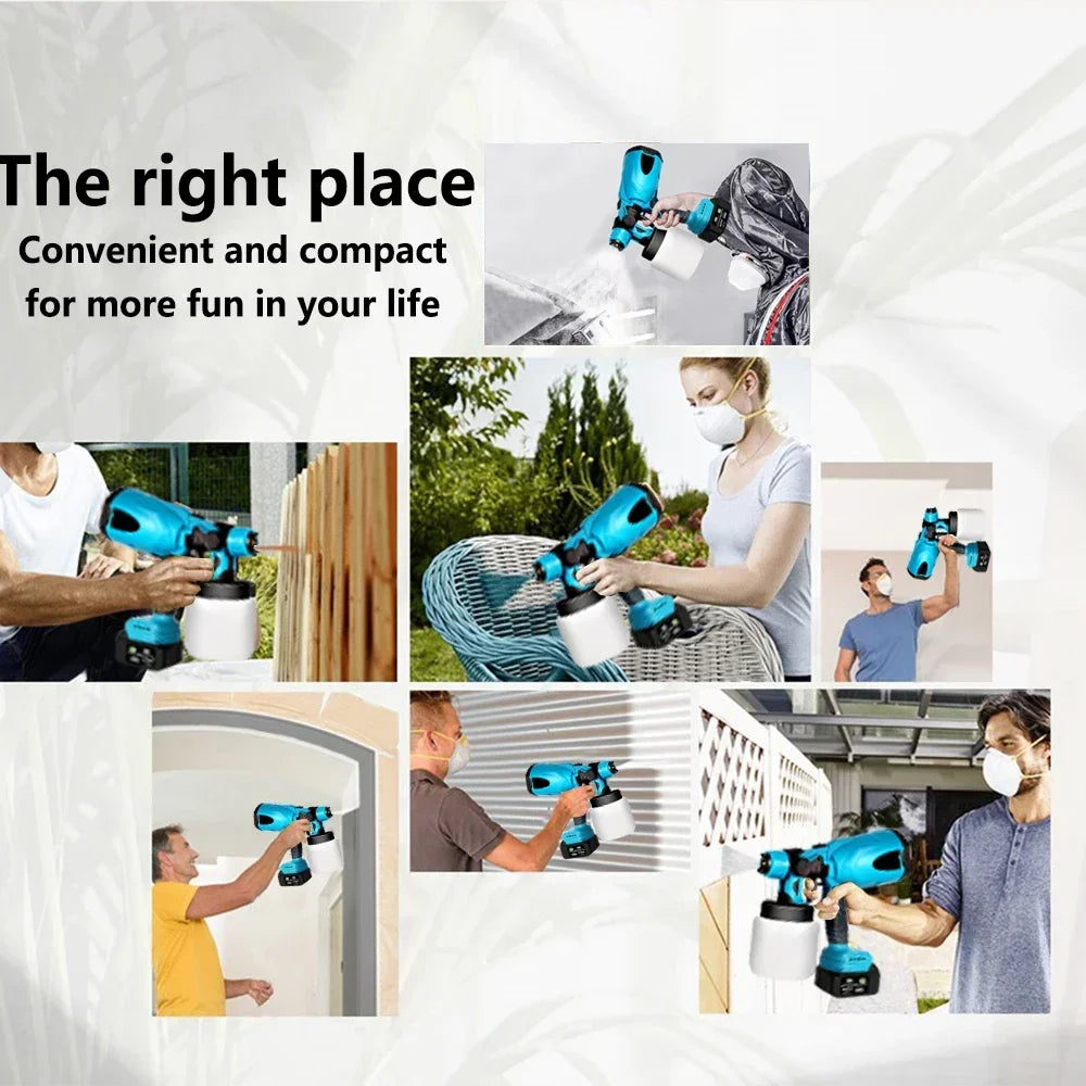 Pistolet ¨¤ peinture ¨¦lectrique sans fil, pulv¨¦risateur de peinture, a¨¦rographe de rev¨ºtement en acier pour meubles automobiles, pulv¨¦risateur de peinture facile, batterie 18V, 800ml