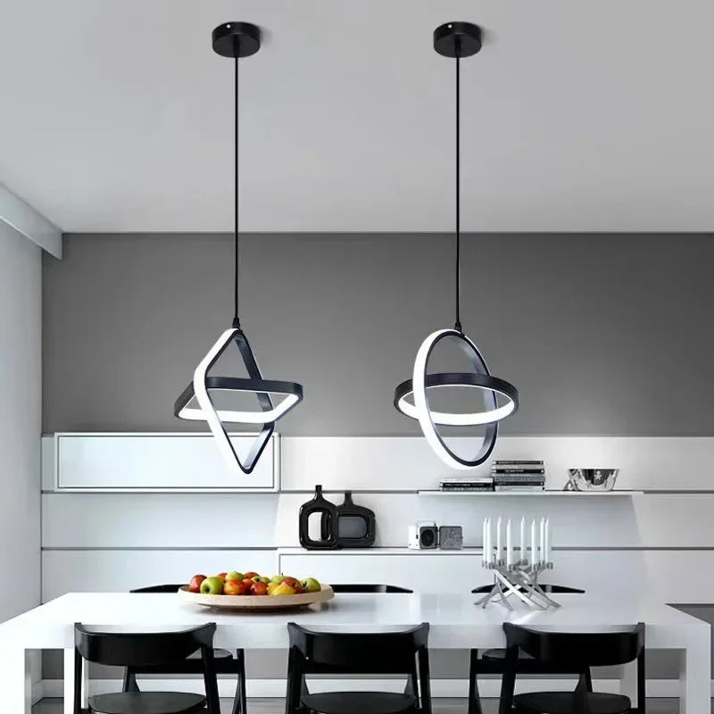 Lampes suspendues LED modernes lustre noir pour salle à manger chambre lampe suspendue de chevet maison Table à manger RoomDecor lampe suspendue