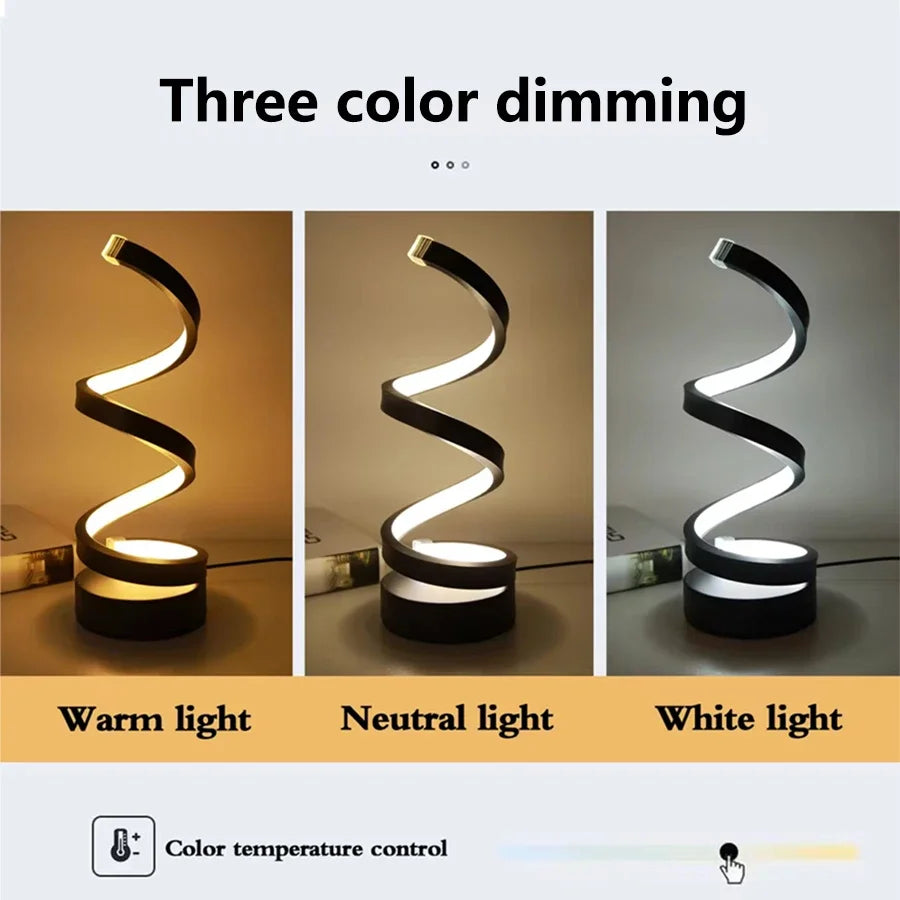 LED veilleuse spirale lampe de Table moderne lampes de chevet Dimmable lampe de nuit bureau salon chambre décoration veilleuses