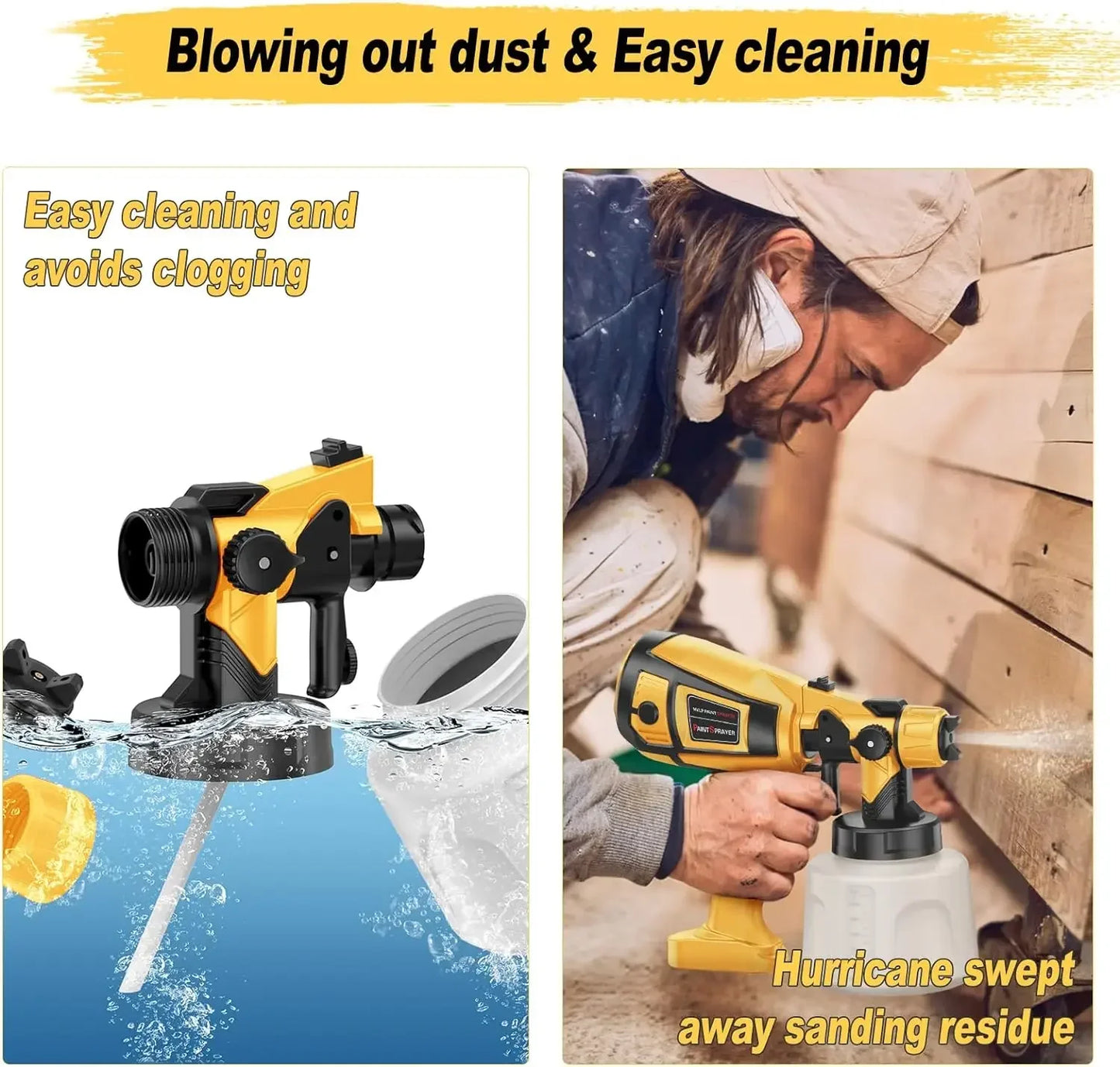 Pistolet pulv¨¦risateur ¨¦lectrique haute puissance, pulv¨¦risateur de peinture HVLP, rev¨ºtement en acier pour meubles automatiques, brosse ¨¤ air, buse en cuivre 1800mm, 220mm, 1.0mm, 1.8 W, 2.5 V