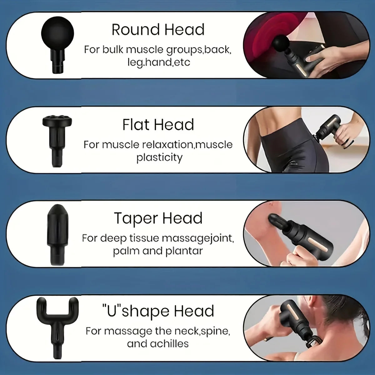 Pistolet de massage pour la relaxation des tissus profonds PerSCH, masseur relaxant musculaire, 10 vitesses, 4 tÄÇtes, black