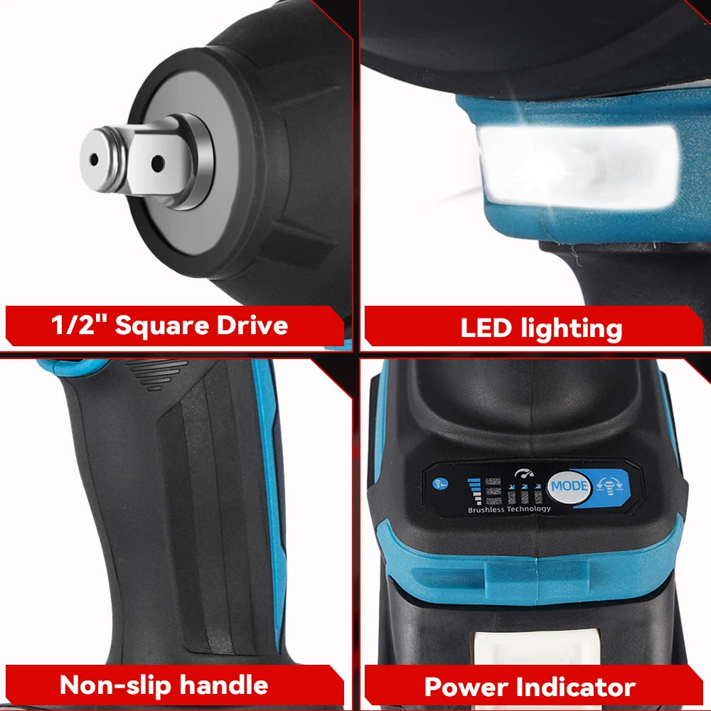Tournevis ¹Èlectrique sans balais pour batterie Makita 18V, outils ¹Èlectriques sans fil, couple de 1800N.M, 1/2 pouces