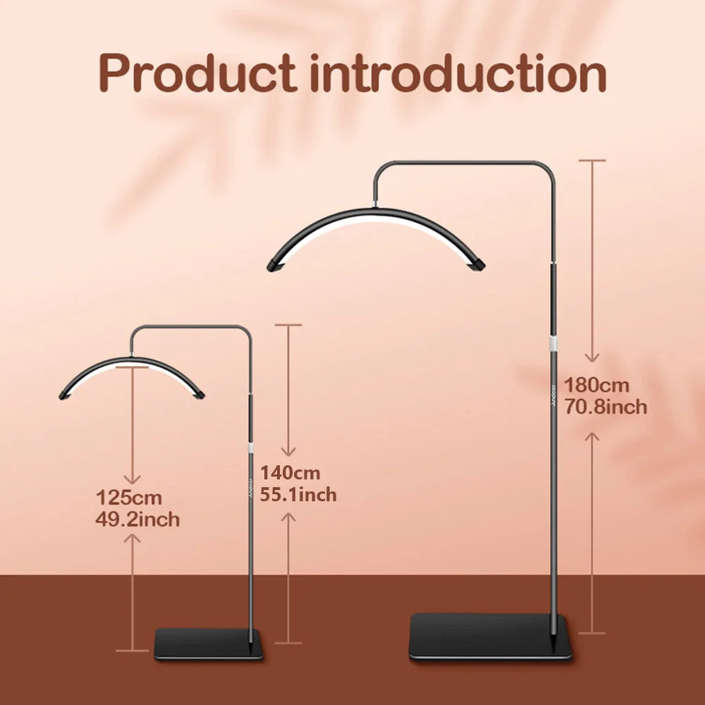 HD-M6X 36W LED Video Light Half-moon Shaped Fill Light 3200K-5600K Dimmable avec 180cm/teuse 9in Metal Light Stand