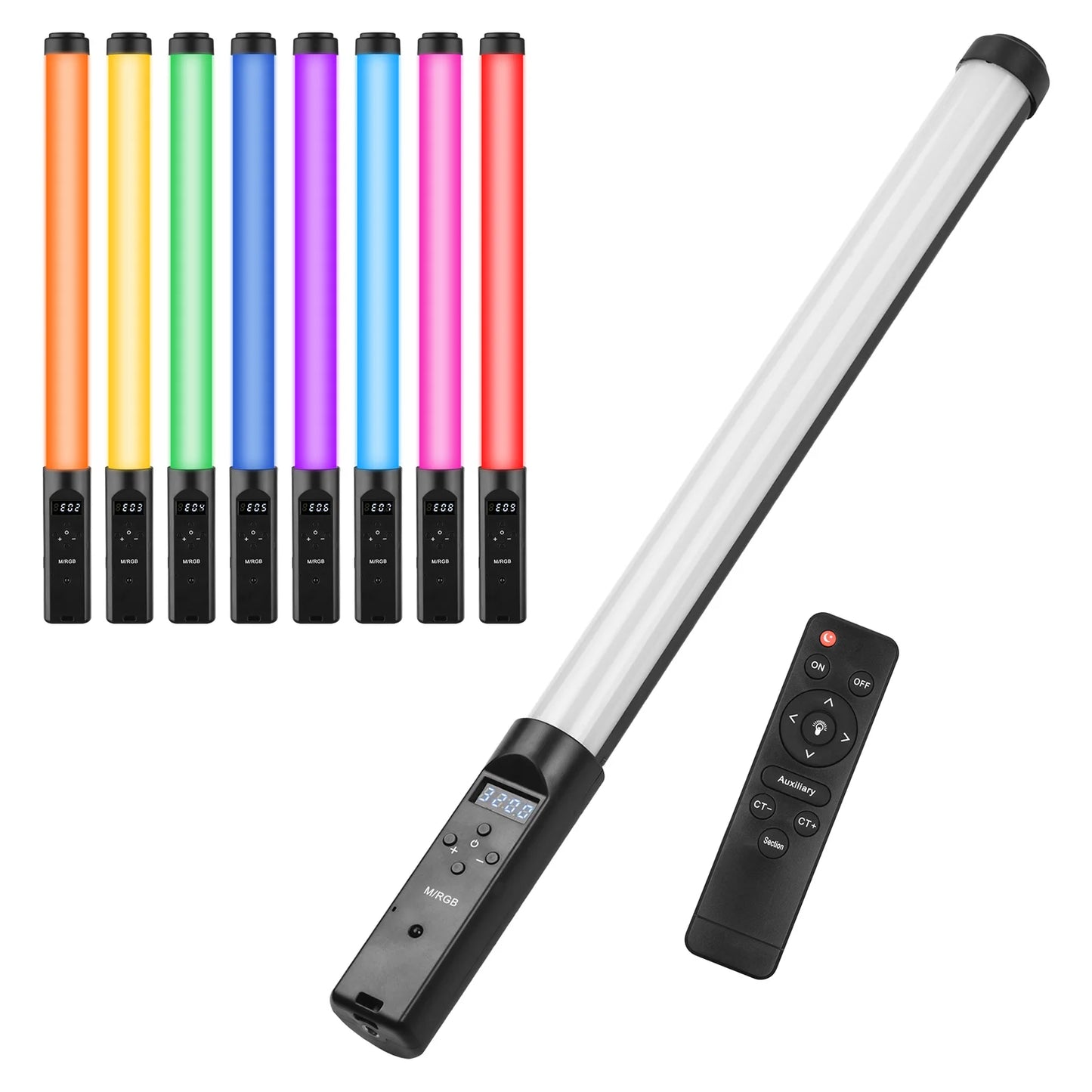 Baguette lumineuse vid¨¦o LED ¨¤ intensit¨¦ variable avec t¨¦l¨¦commande, d¨¦terminer RVB, tube lumineux, Vlog, diffusion en direct, photographie de portrait, 3200K-5500K