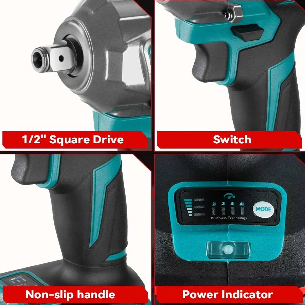 Cl¹È ½Ç chocs ¹Èlectrique sans balais, tournevis ½Ç douille sans fil, outils ¹Èlectriques, batterie Makita 18V, 1,2"