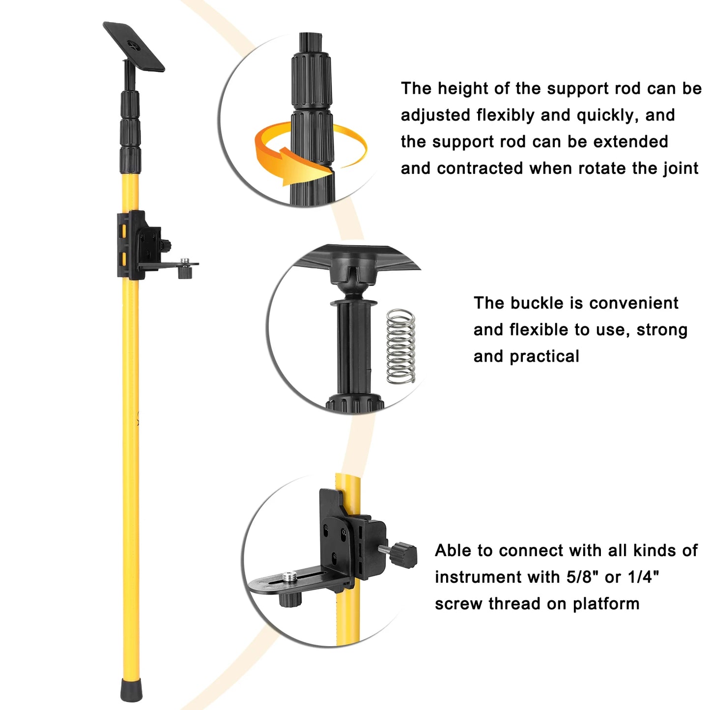 Support t¨¦lescopique r¨¦glable en alliage d'aluminium pour ligne compte-gouttes, extension de levage, support de support de support, support de niveau laser, plus r¨¦cent, 1/4 po ou 5/8 po