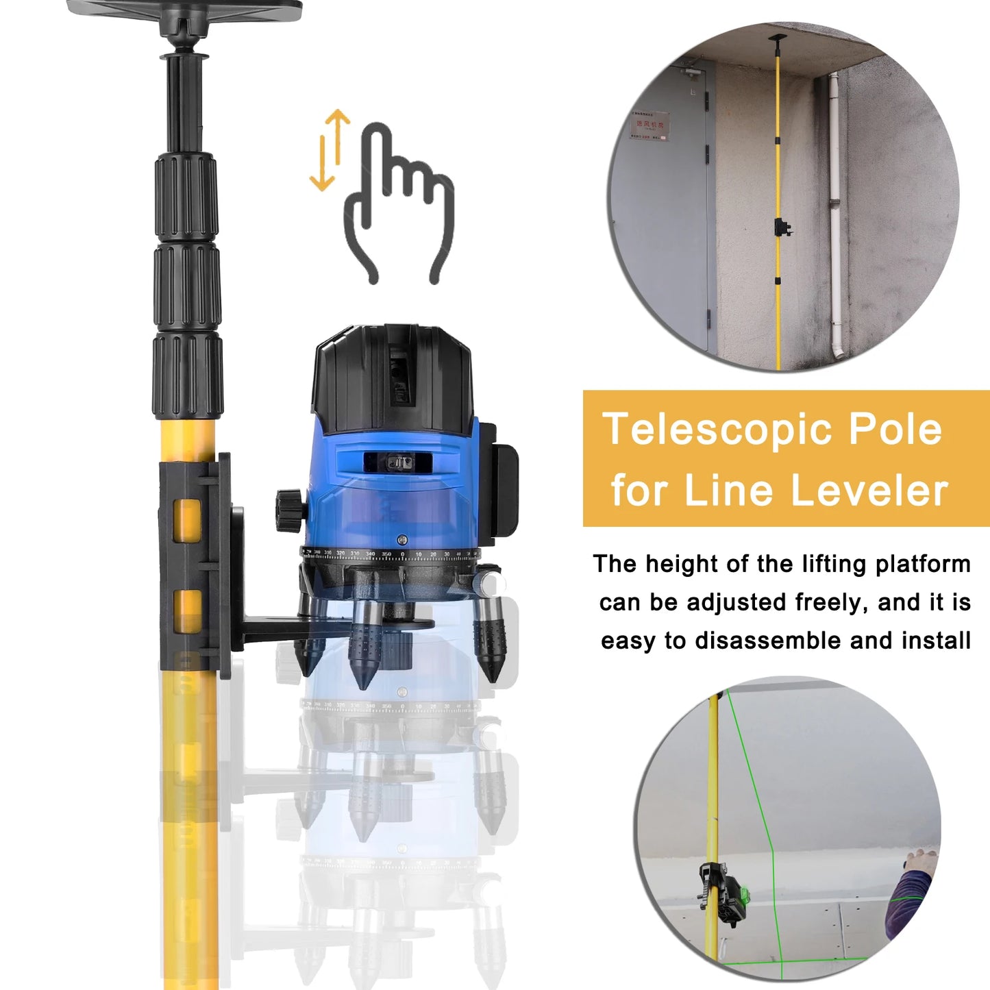 Support t¨¦lescopique r¨¦glable en alliage d'aluminium pour ligne compte-gouttes, extension de levage, support de support de support, support de niveau laser, plus r¨¦cent, 1/4 po ou 5/8 po