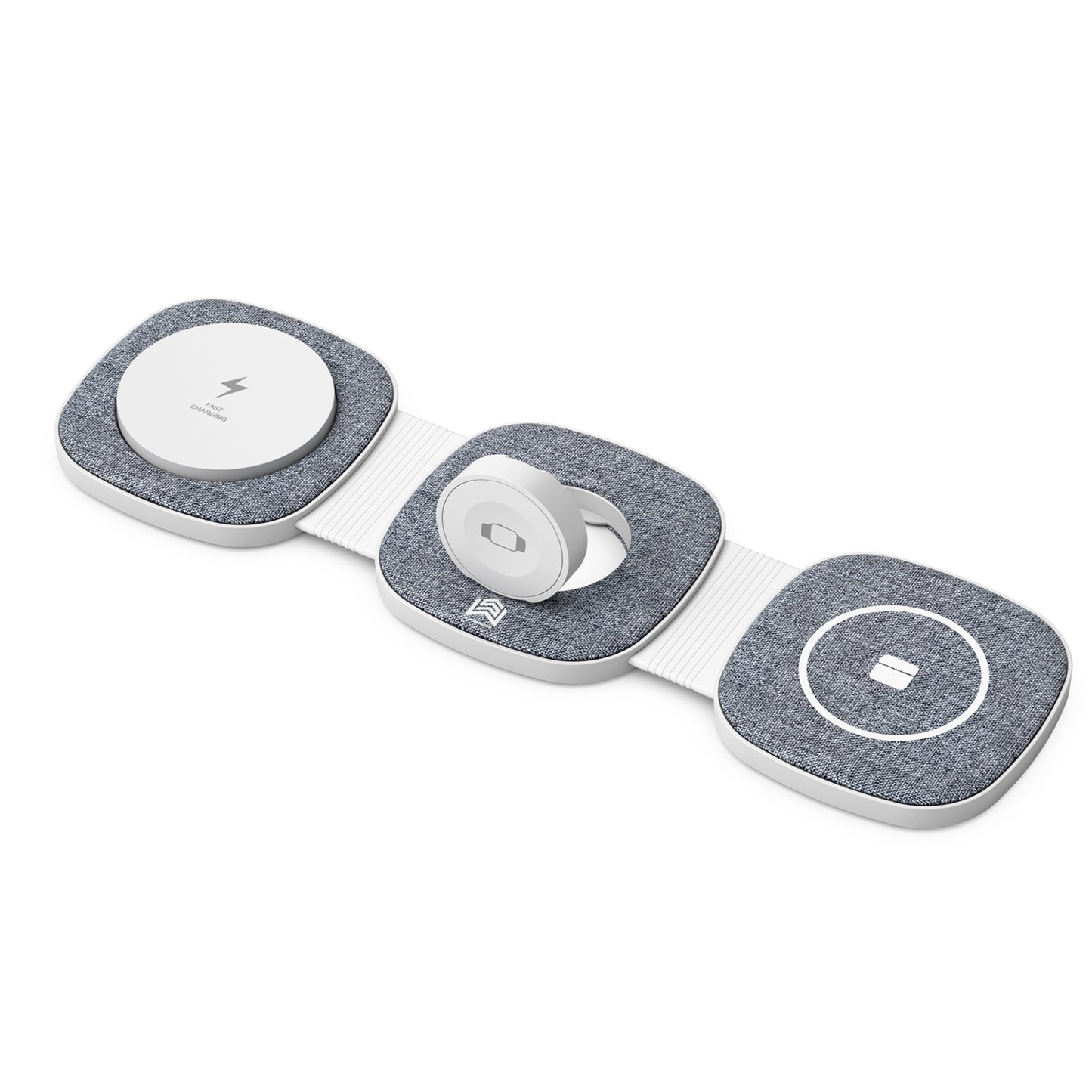 Station de Charge Sans Fil Pliable 3-en-1 pour iPhone 15/14/13/12/11/Pro/Max/X/XS/XR/8/8 Plus, Apple Watch et AirPods - Chargeur à Induction Compact et Portable