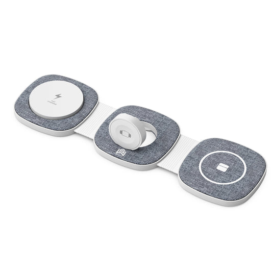 Station de Charge Sans Fil Pliable 3-en-1 pour iPhone 15/14/13/12/11/Pro/Max/X/XS/XR/8/8 Plus, Apple Watch et AirPods - Chargeur à Induction Compact et Portable