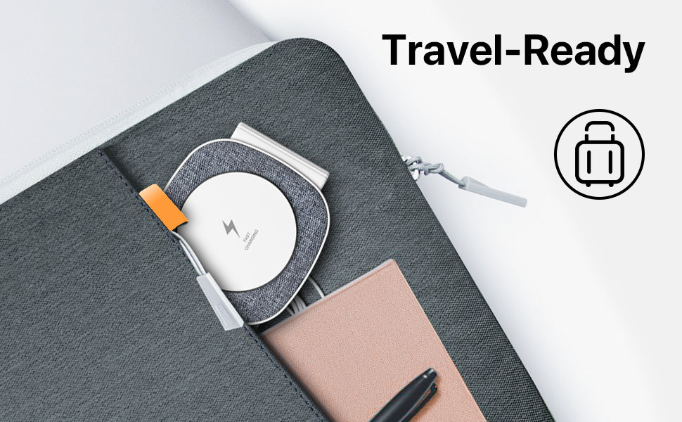 Station de Charge Sans Fil Pliable 3-en-1 pour iPhone 15/14/13/12/11/Pro/Max/X/XS/XR/8/8 Plus, Apple Watch et AirPods - Chargeur à Induction Compact et Portable