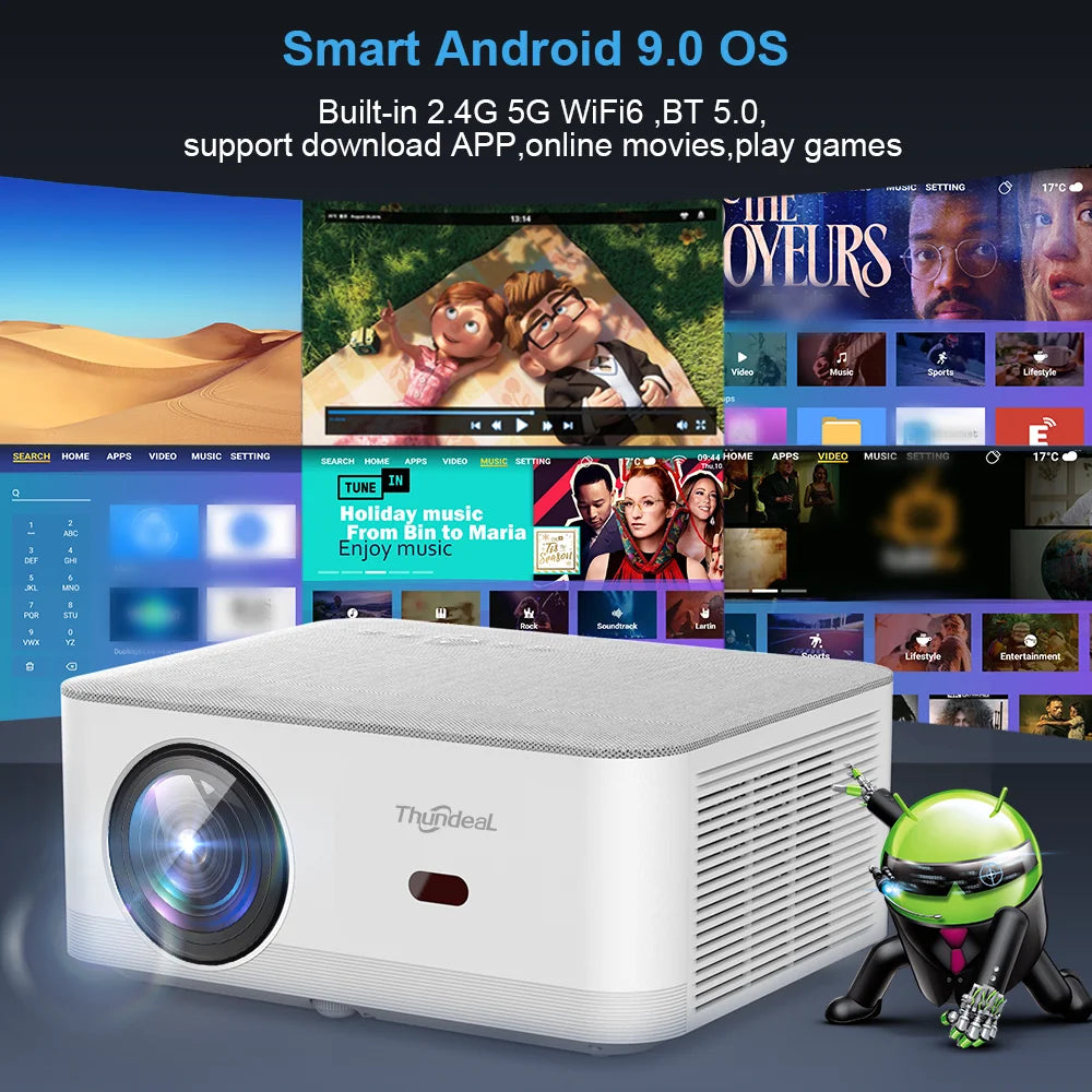 Mini budg¨¦taire portable TD92 Pro FHD 1080P Full HD, vid¨¦o 4K, WiFi, Android, cin¨¦ma maison 3D