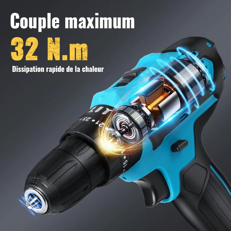 Tournevis sans fil ½Ç impact 28V, perceuses ½Ç grande vitesse, perceuse ½Ç batterie aste, perceuse domestique, outils ¹Èlectriques avec forets