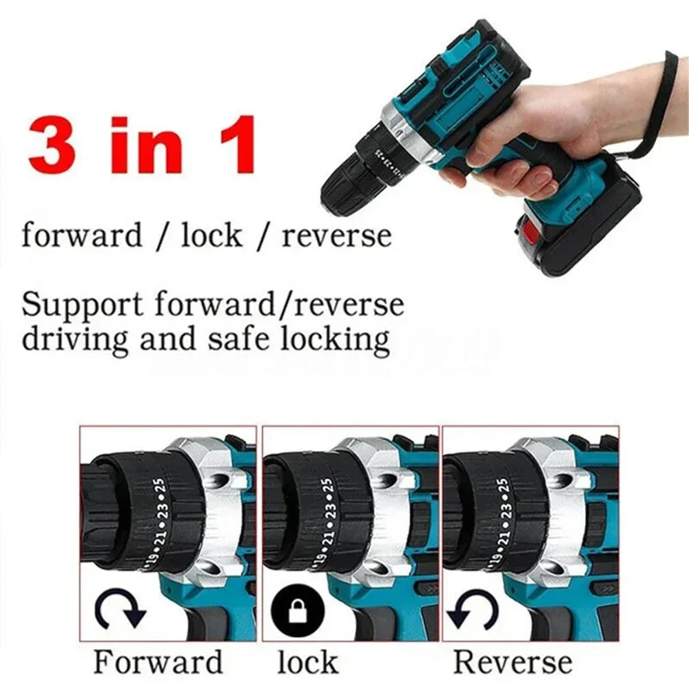 Tournevis sans fil ½Ç percussion 21V 1600, perceuses pliables ½Ç grande vitesse, perceuse ½Ç batterie aste, perceuse domestique, outils ¹Èlectriques avec forets