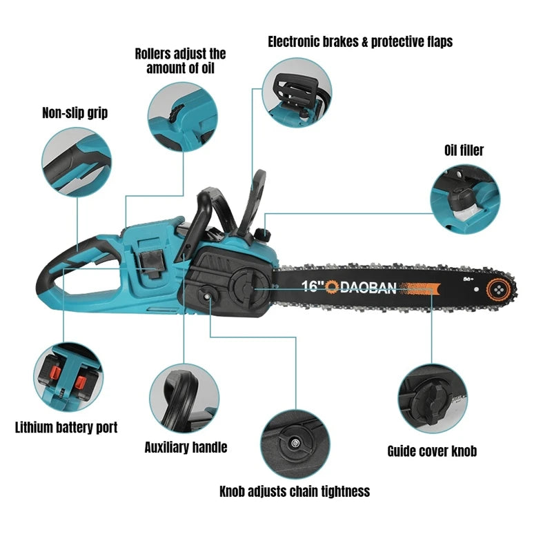Tron?onneuse ¹Èlectrique sans fil, ¹Èlagage sans balais, outil ¹Èlectrique de travail de calcul, d¹Èterminer le coupe-jardin pour batterie Makita, 16 pouces, 3500W