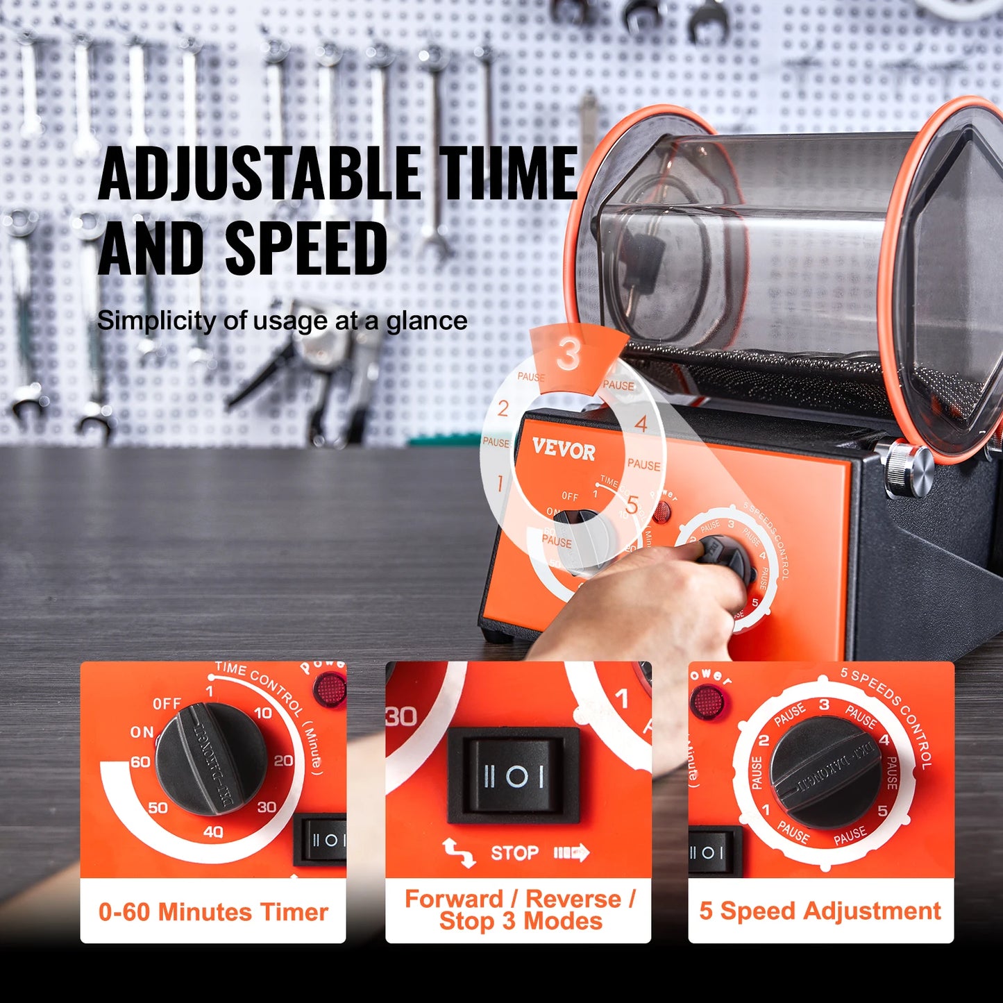Polisseuse de Surface ½Ç Gobelet ½Ç Distance, Machine ½Ç Polir ½Ç Tambour pour Bijoux, Mini Outils de Finition pour Gemmes, Bricolage, 5kg