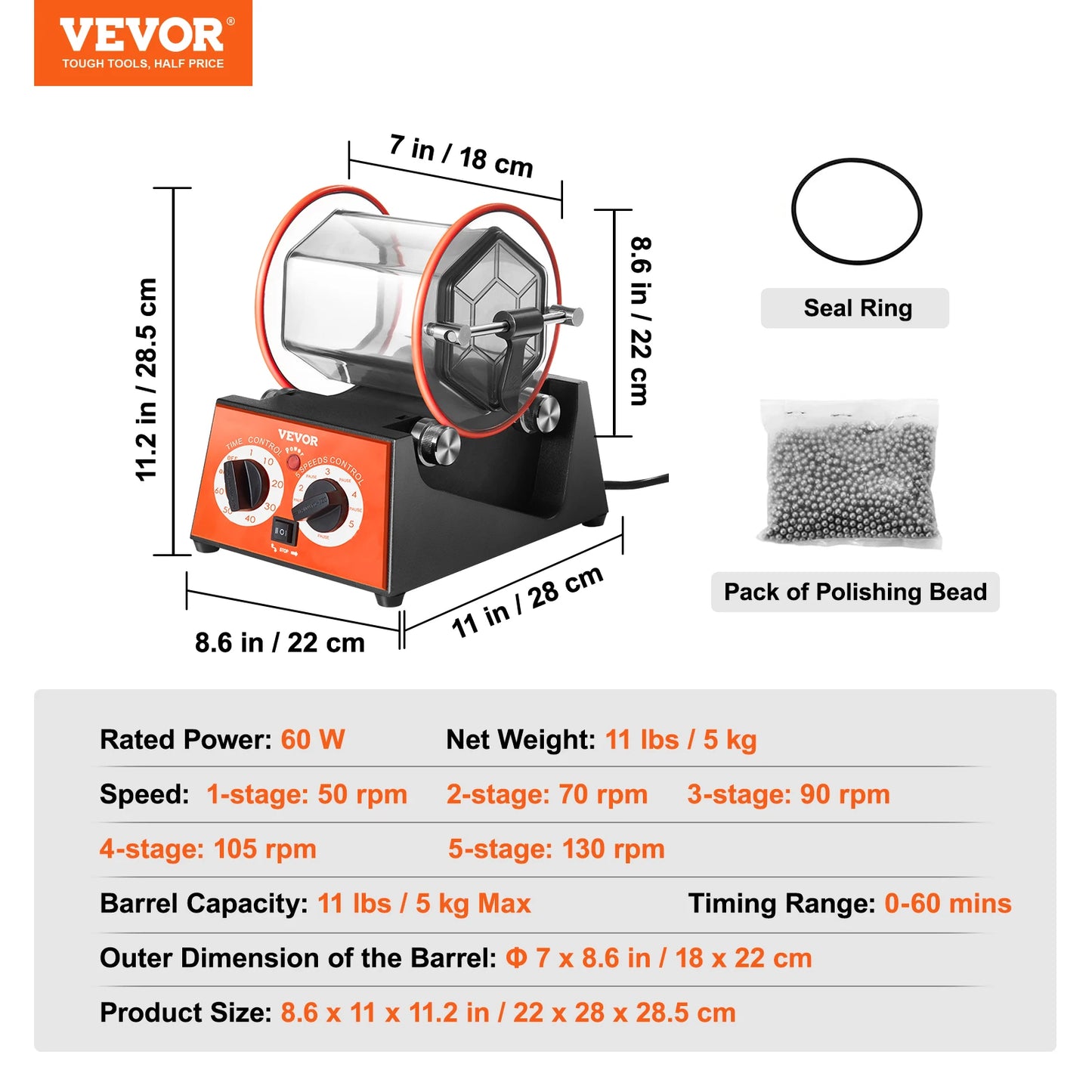 Polisseuse de Surface ½Ç Gobelet ½Ç Distance, Machine ½Ç Polir ½Ç Tambour pour Bijoux, Mini Outils de Finition pour Gemmes, Bricolage, 5kg