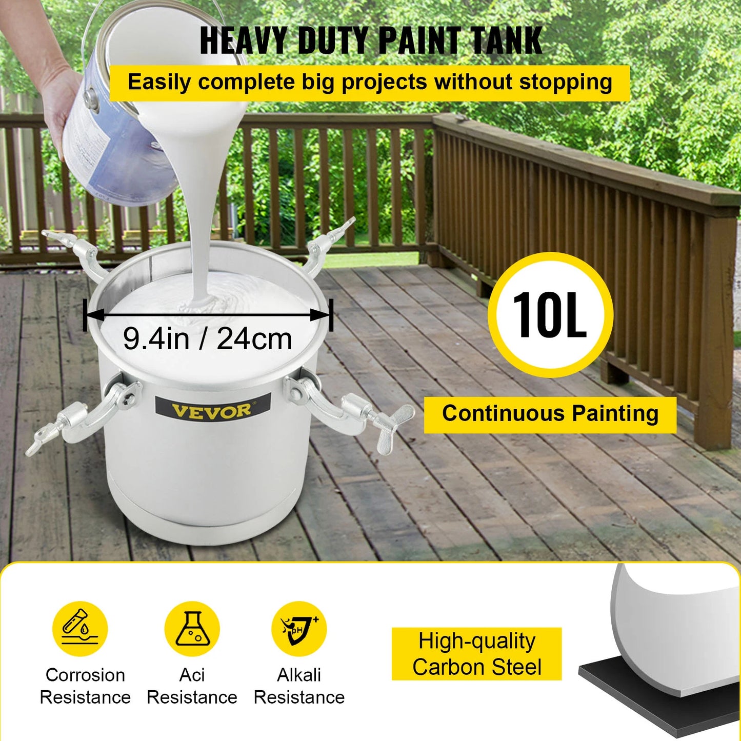 Pulv¨¦risateur de pot de peinture ¨¤ pression, odorpulv¨¦risateur et tuyau, usage domestique, ext¨¦rieur, commercial, pr¨¦cieux, 10l, 2.5 gallons