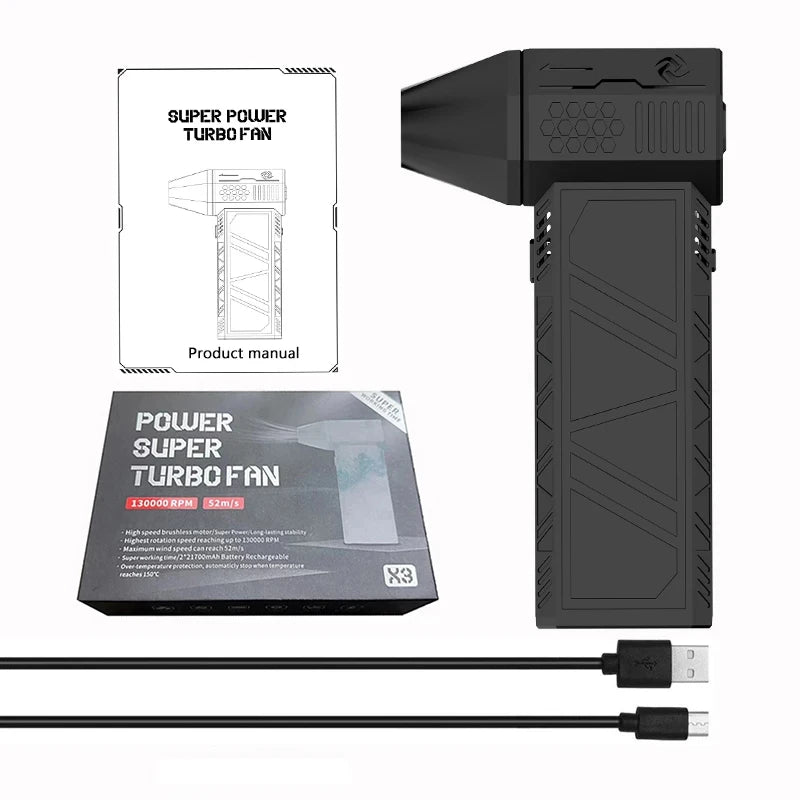 Ventilateur de conduit industriel silencieux, ventilateur ¨¤ jet mini turbo, moteur sans balais, vitesse du vent de 130,000 tr/min, 3Climb Generation Bery, 52