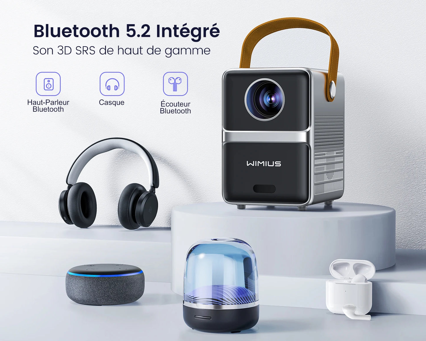 Projecteur de th¨¦atre portable, 18000lumens, WiFi 5G, Bluetooth, prise en charge Full HD, ¨¦cran 1080P, home cin¨¦ma