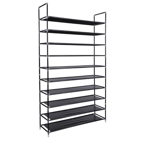 Porte-chaussures en tissu non tiss¨¦ ¨¤ 10 ¨¦tages avec poign¨¦e, ¨¤ assemblage simple Noir